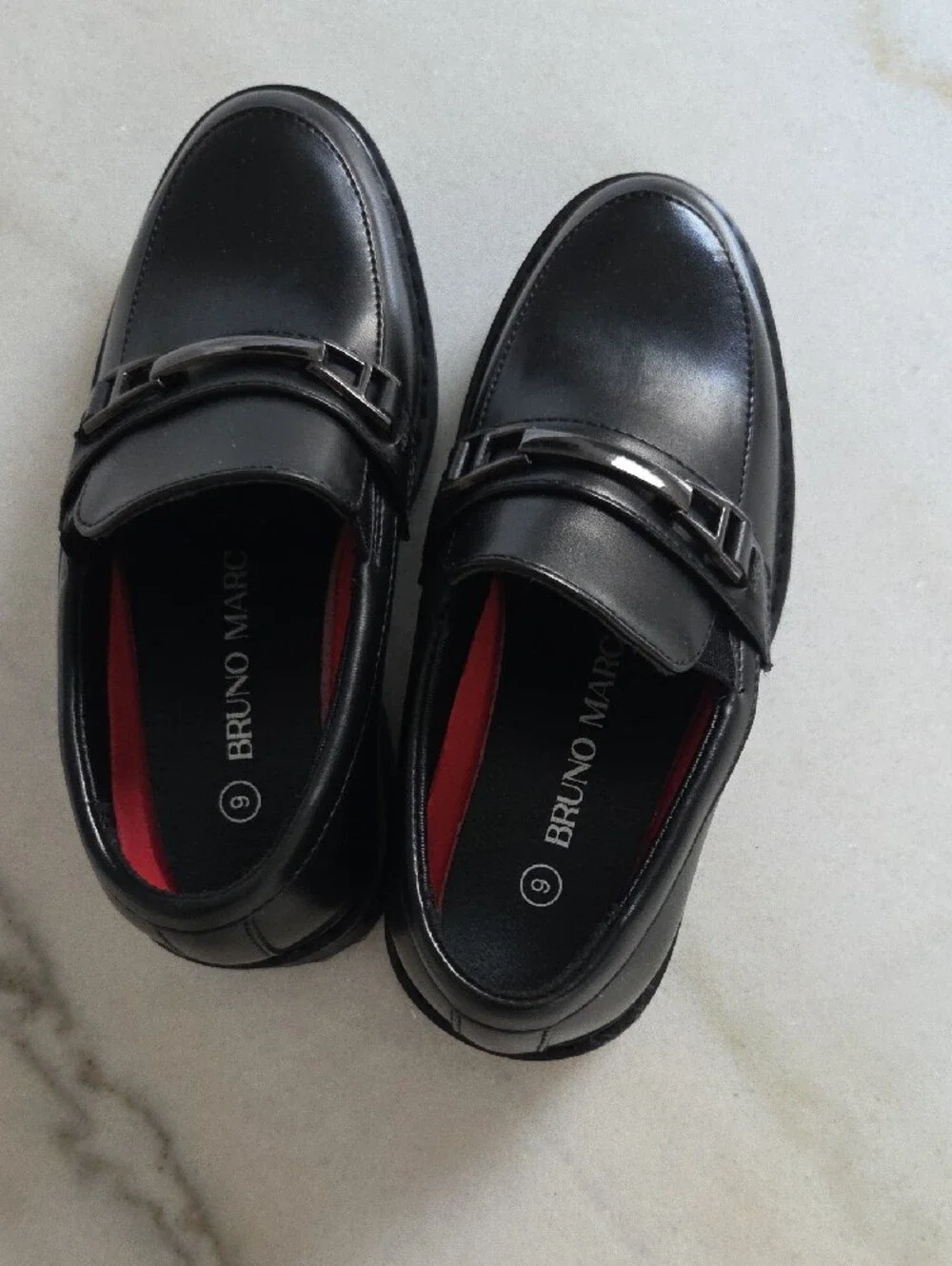 Bruno Marc Black Slip-On Loafers with Metal Accent Size 6